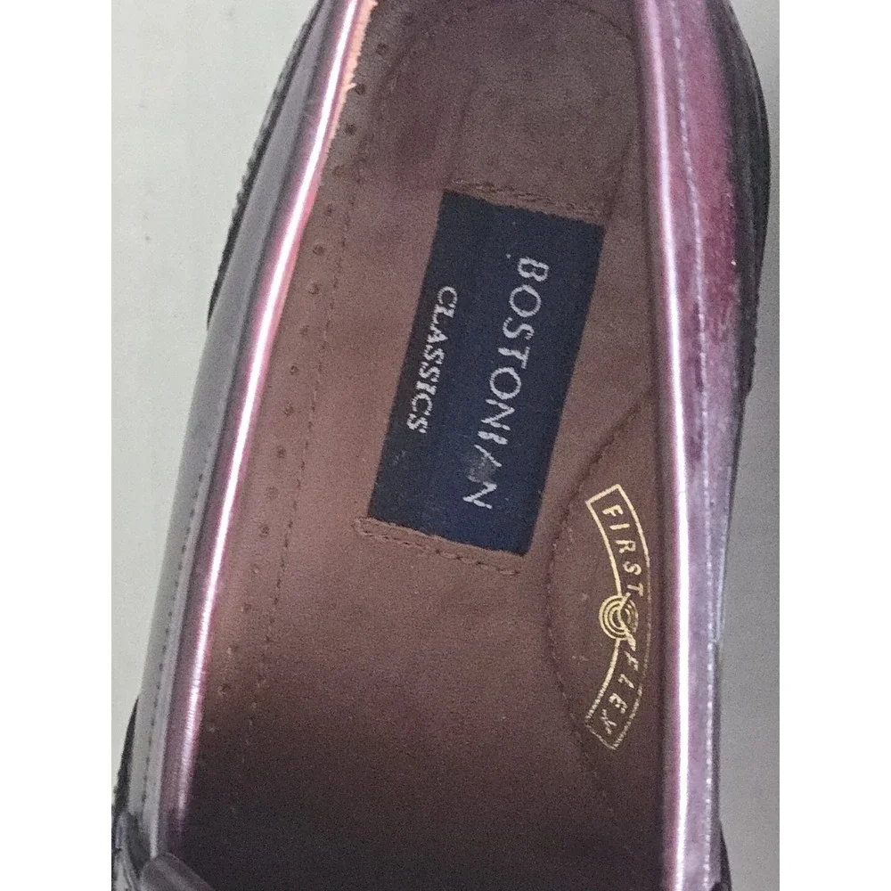 Bostonian Classics Mens Loafers Sz 7.5 Burgundy Leather First Flex Vibram Kiltie